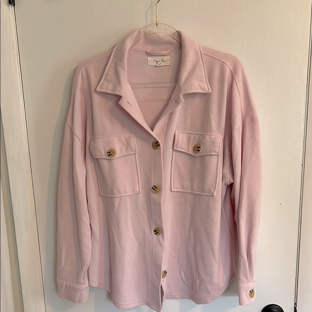 Lightweight Pink Button Up Large
